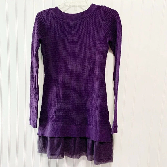 LOGO Cotton Cashmere Waffle Sweater With Tulle Hem - Picture 5 of 5